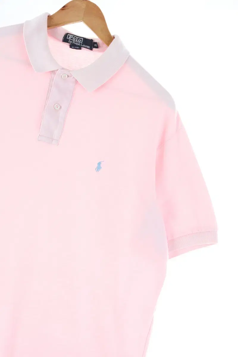 (XL-XXL) Polo Ralph Lauren Short-sleeved kara T-shirt light pink cotton-DB98