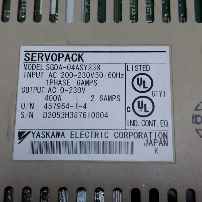 Yaskawa SGDA-04ASY238 ServoPack 야스카와 서보팩