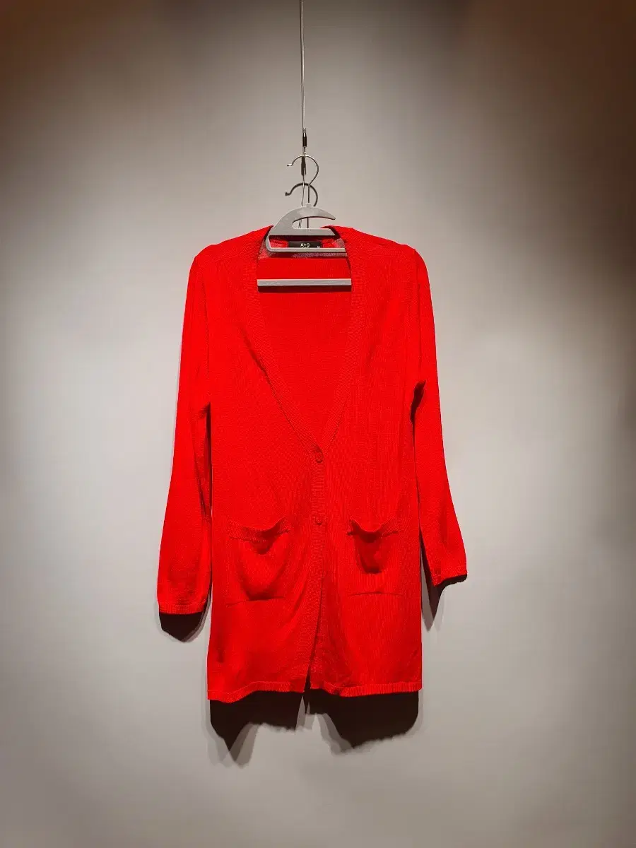 [Free Shipping] Edge Women's Red acrylic Long Cardigan 66