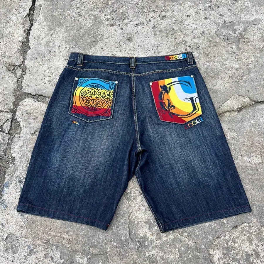 COOGI JEANS EMBROIDERED 쿠지자수데님하프팬츠