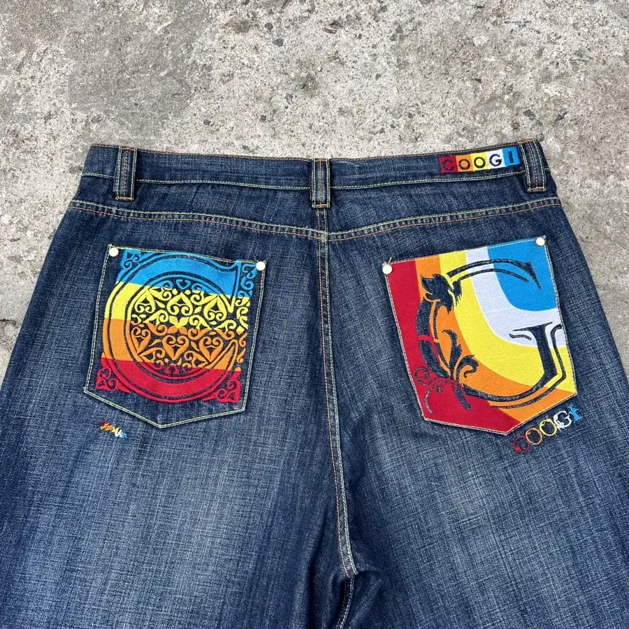 COOGI JEANS EMBROIDERED 쿠지자수데님하프팬츠