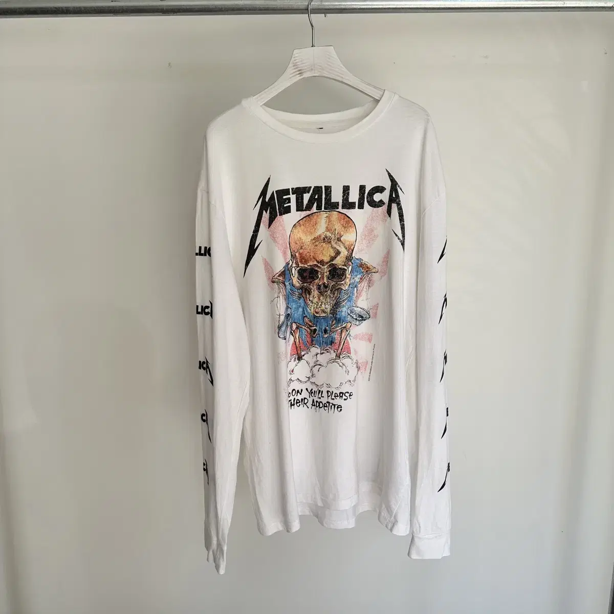 메탈리카 metallica 로고 해골 프린팅 롱슬리브