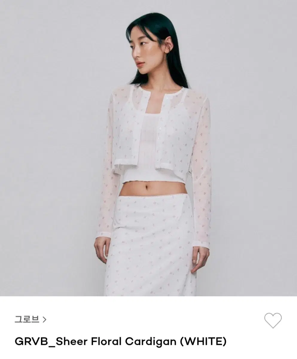 그로브 GRVB Sheer Floral 가디건 (White)