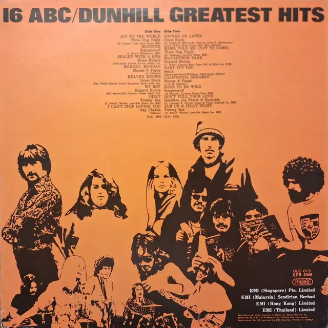 국내라이센스반/16ABC/Dunhill Greatest Hits LP