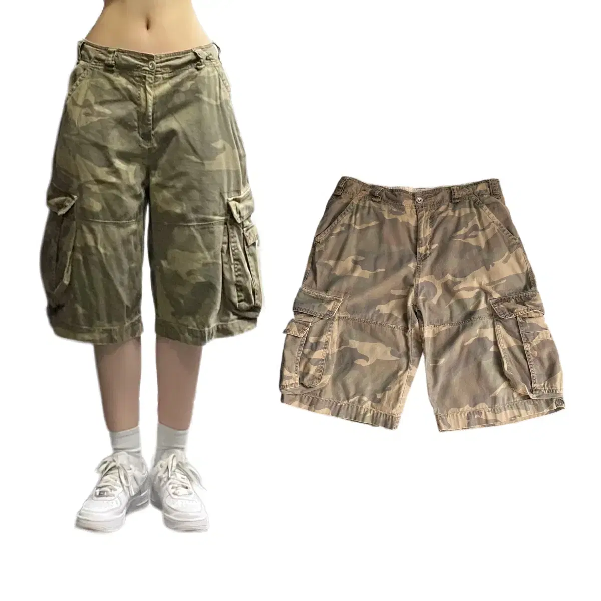 Vintage Y2K Camo Wide Bermuda Cargo Shorts