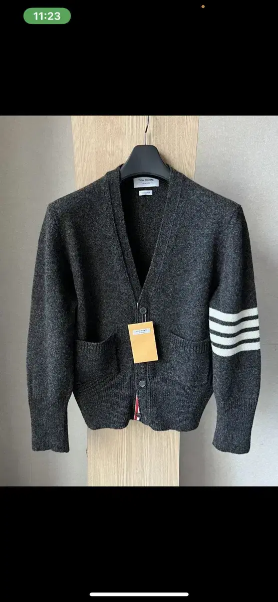 [2] Thom Browne Shetland Wool Cardigan Dark Gray 21FW