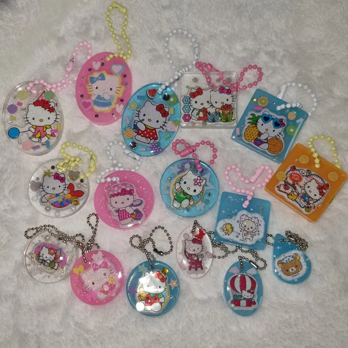 [마지막3탄] 균일가! Classic Hello Kitty Rilakkuma sticker Resin Keyring