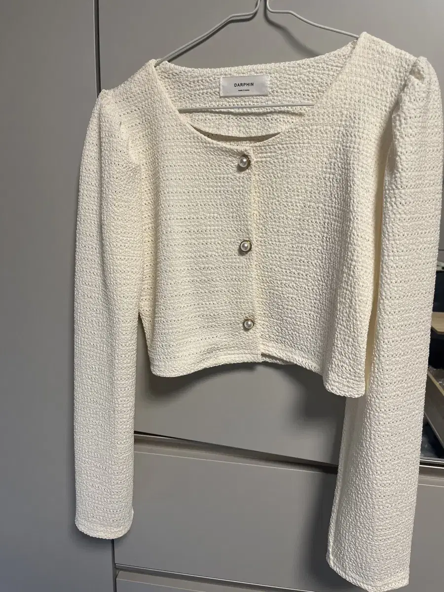 Cropped pearl-knit cardigan jacket New in ivory