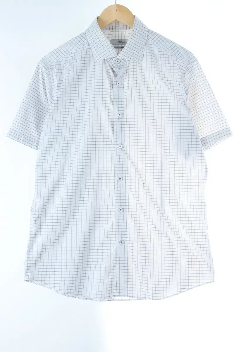 (2XL) BrandVintage Short Sleeve Shirt Nambang Big Size White Check-DBD5