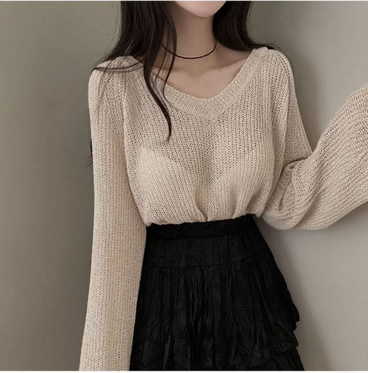 Abby See-Through V-Neck Knit