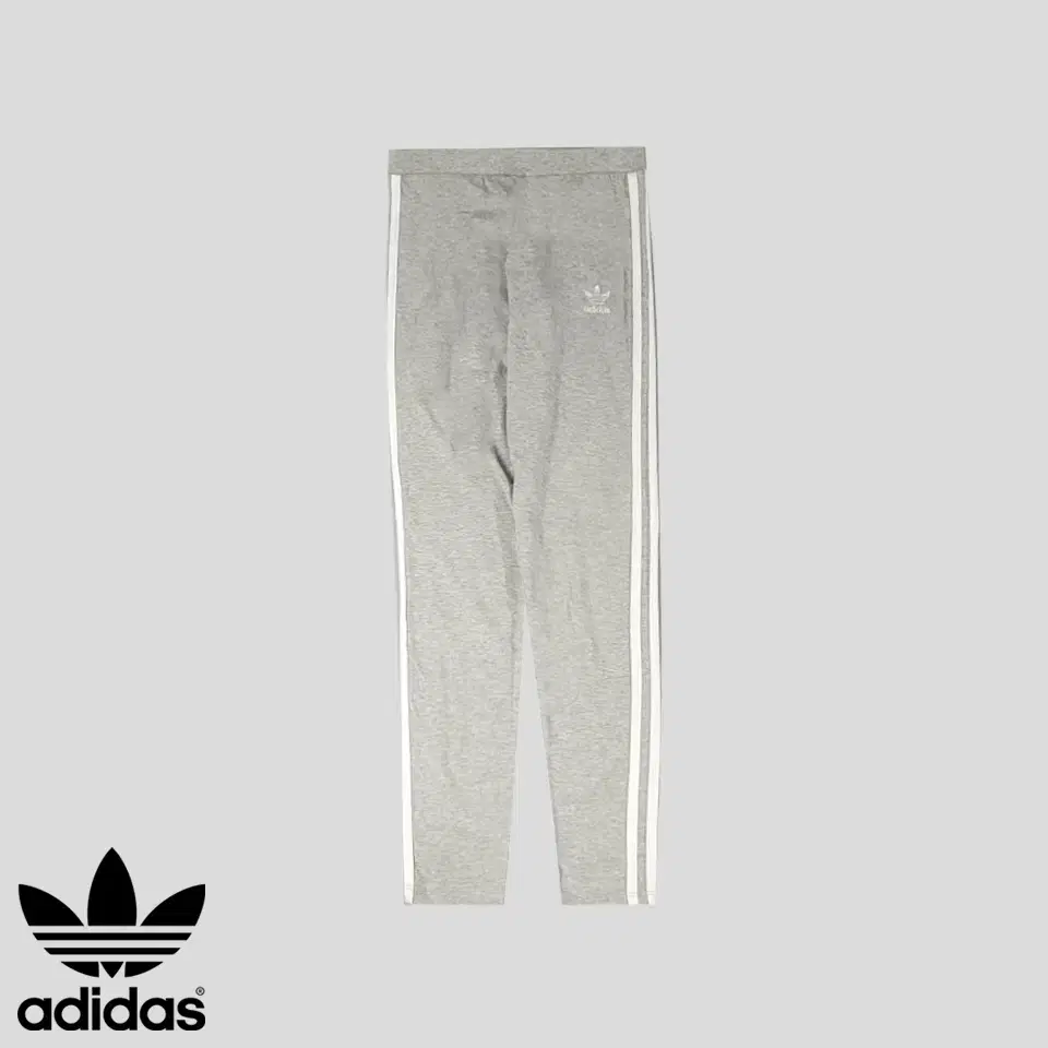 Adidas Grey White Trefoil LogoEmbroidered three-stripe banded cotton-blend leggingsTie