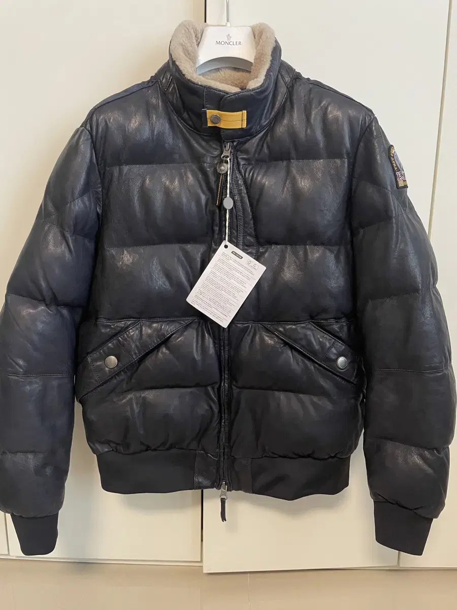 [L] Parajumpers Alp Leather Jin Navy Padded Jacket New