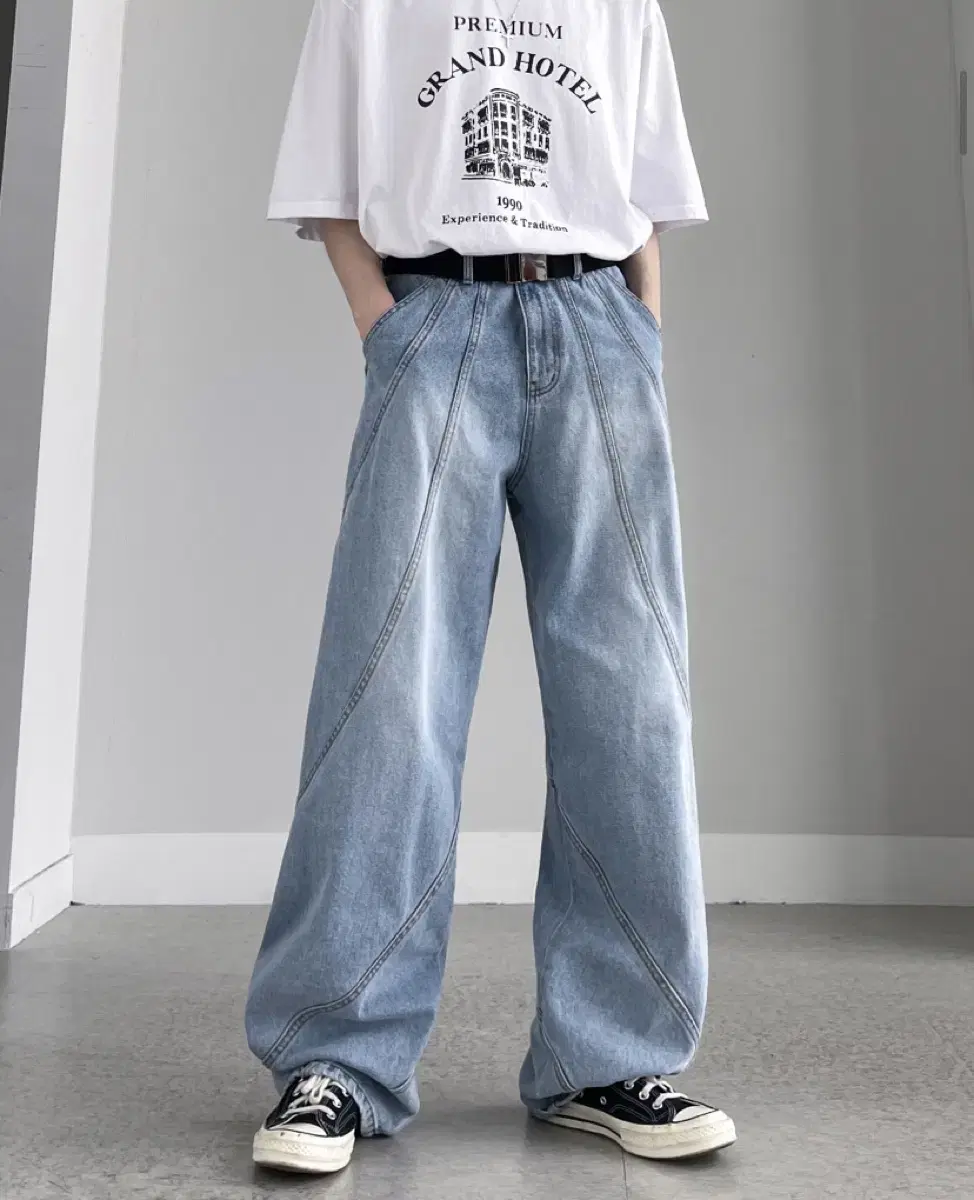 Tornado Embroidered Wide-leg Denim Pants