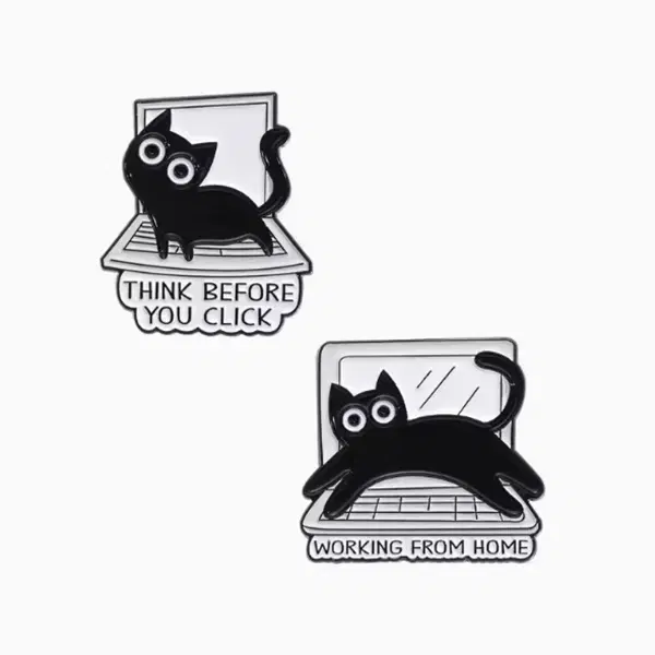 Workaholic Cat Pin Badge Fashion Bag Decoration - 2 types