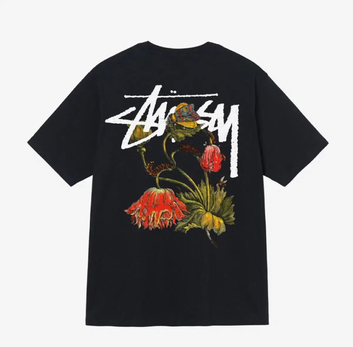 [L] Stussy Withered Flower T-Shirt Short Sleeve Black