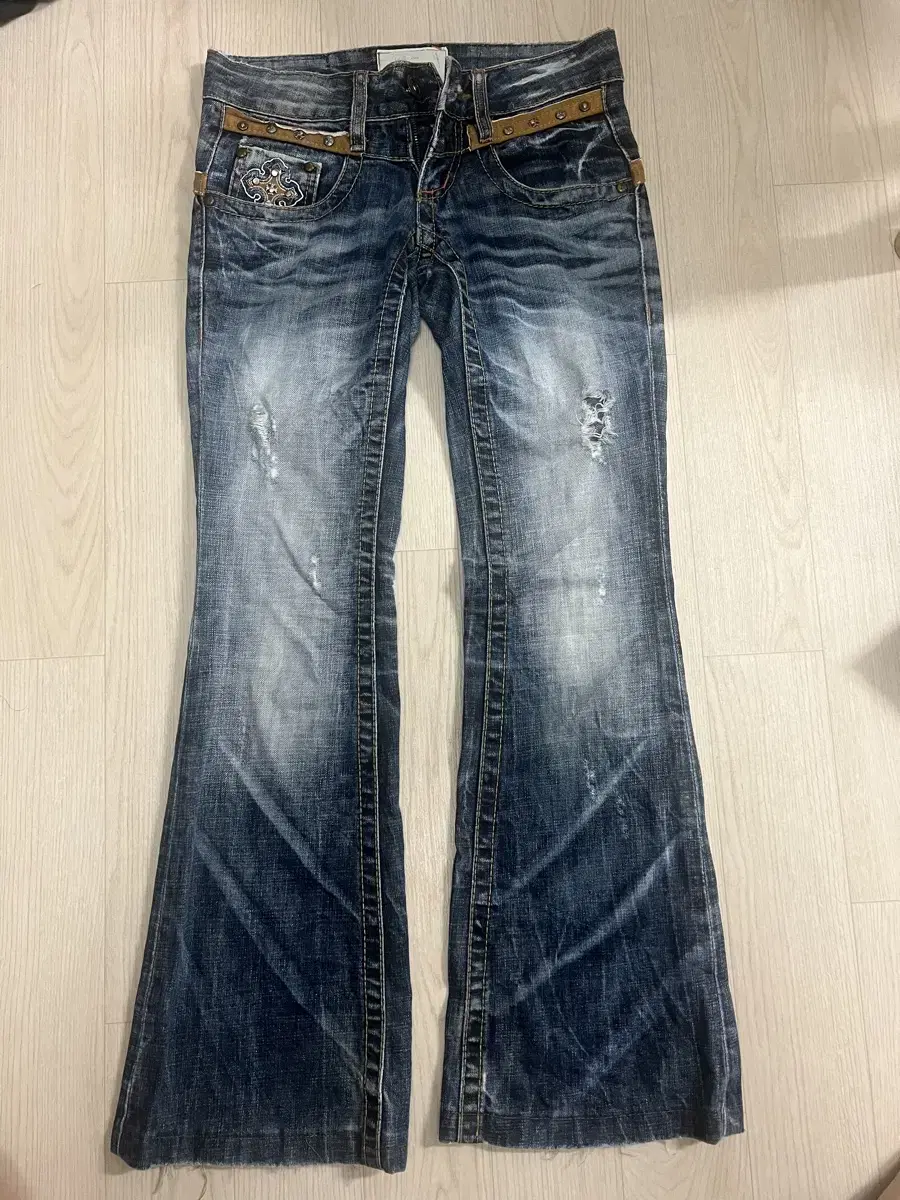 Lolita jeans JPN 빈티지 펑크 십자가 부츠컷 팬츠