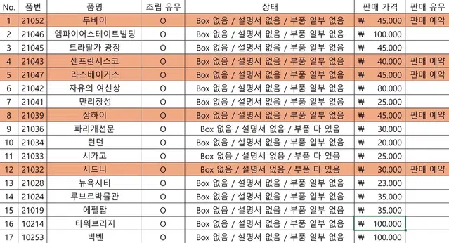 레고 대 처분(21052 외 16종-택배거래X)