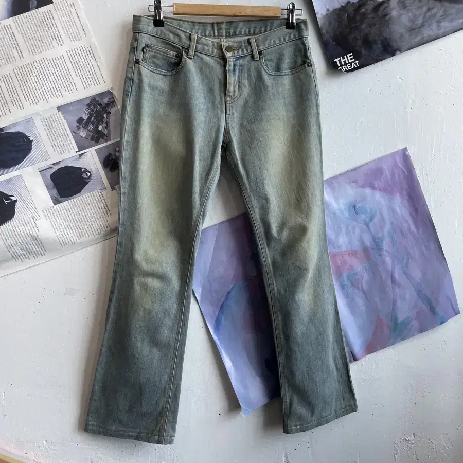 POLO JEANS 폴로 진스 옐로워싱 로우라이즈 부츠컷 데님팬츠