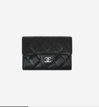 Chanel Classic kard Holder Grained calfskin & silver hardware black