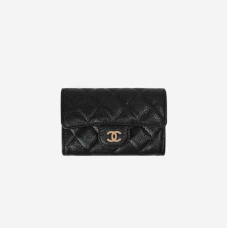 Chanel Classic kard Holder Grained calfskin & gold hardware black