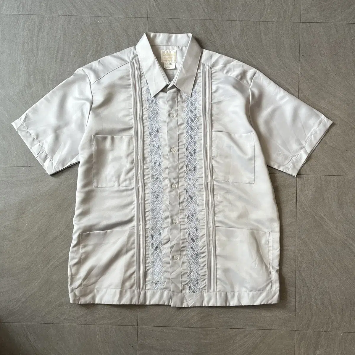 Vintage Genuine Guayabera Light Gray Shirt