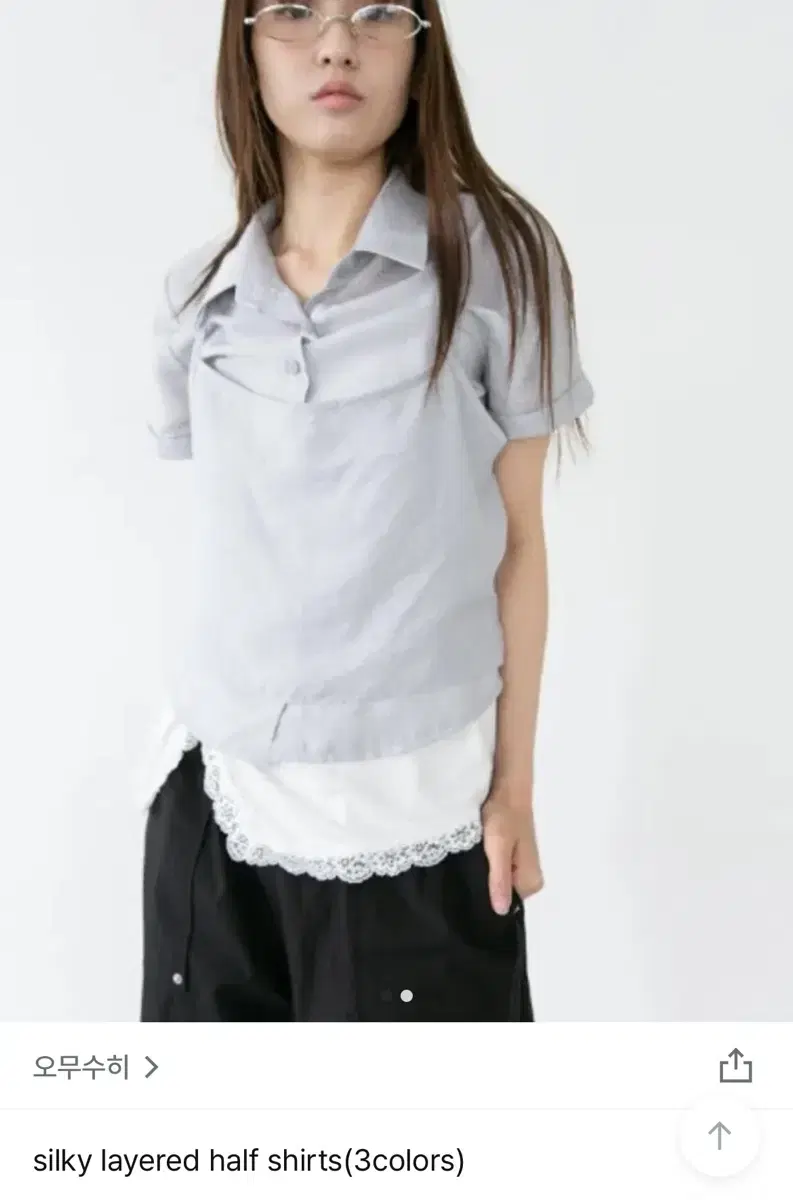 오무수히 silky layered half shirts 실버