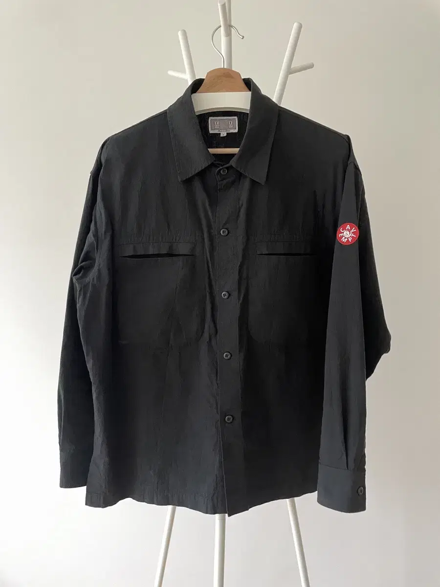 Carved Cotton Pocket Shirt Black S