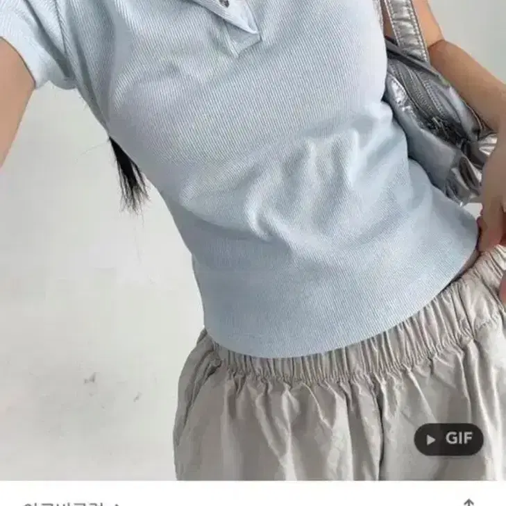 아쿠비클럽 스냅 반팔티셔츠 pale snap tee 스카이블루