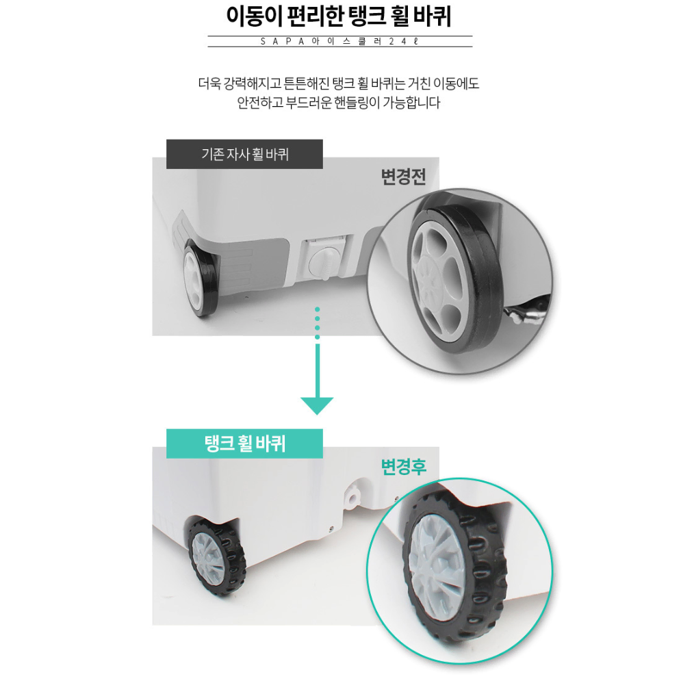 [무배/24L] 바퀴형 초대형 대용량 플라스틱 아이스 쿨러 박스