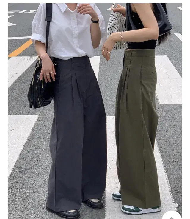 리넨느 pin tuck wide cotton pants (khaki S)