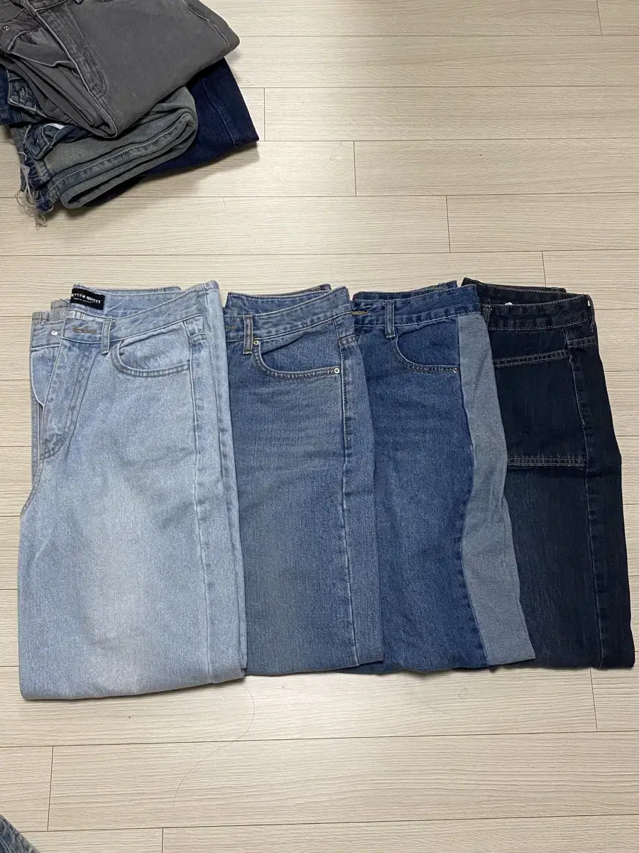 Y-back wide-leg pants, denim high-waisted jeans, washed light blue, medium blue, dark blue, black pants