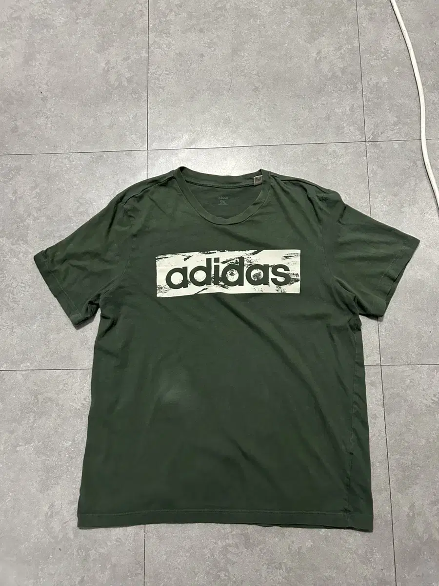 Adidas Logo Spellout Vintage Khaki Cotton Short Sleeve 100si