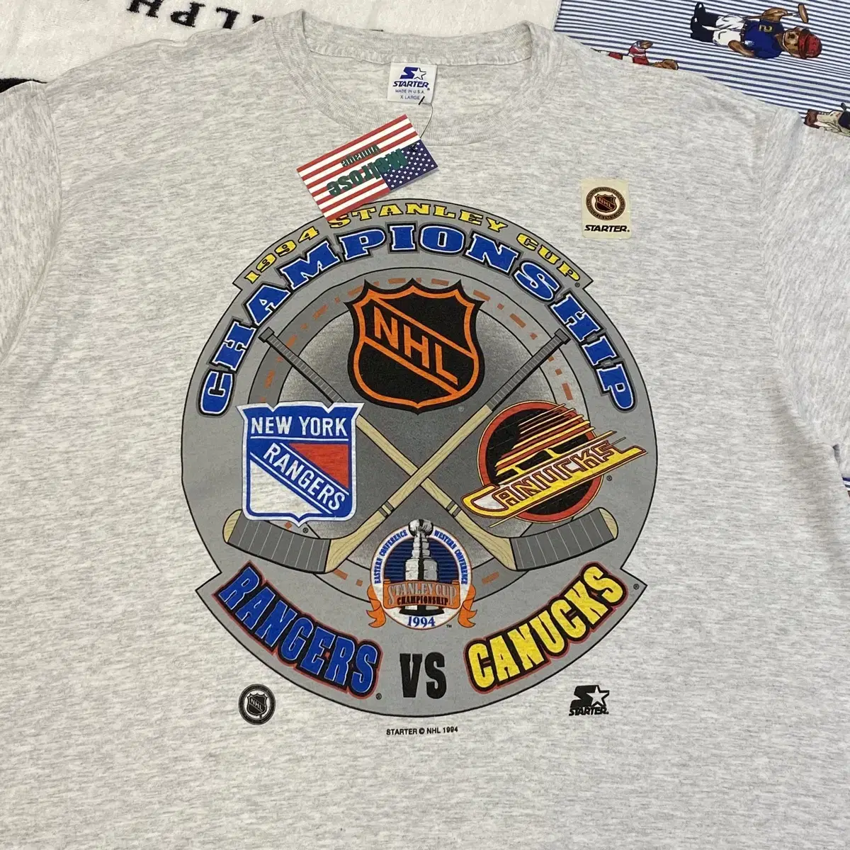 새상품 90s Made in USA 스타터 NHL 스탠리컵 반팔티