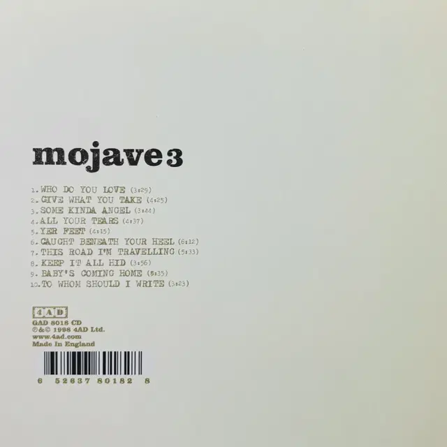 Mojave 3 - Out Of Tune (CD) 영국 초판 민트급 중고