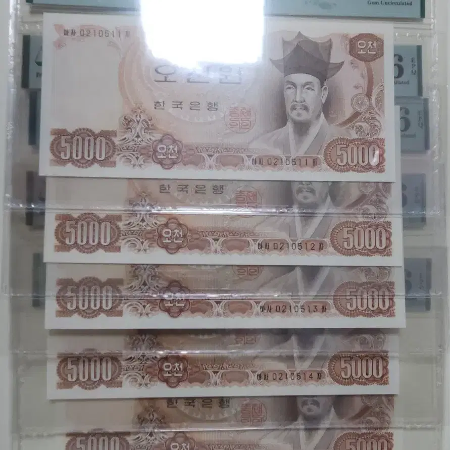 1977년 2차 5000원, pmg66 (5연번 일괄)