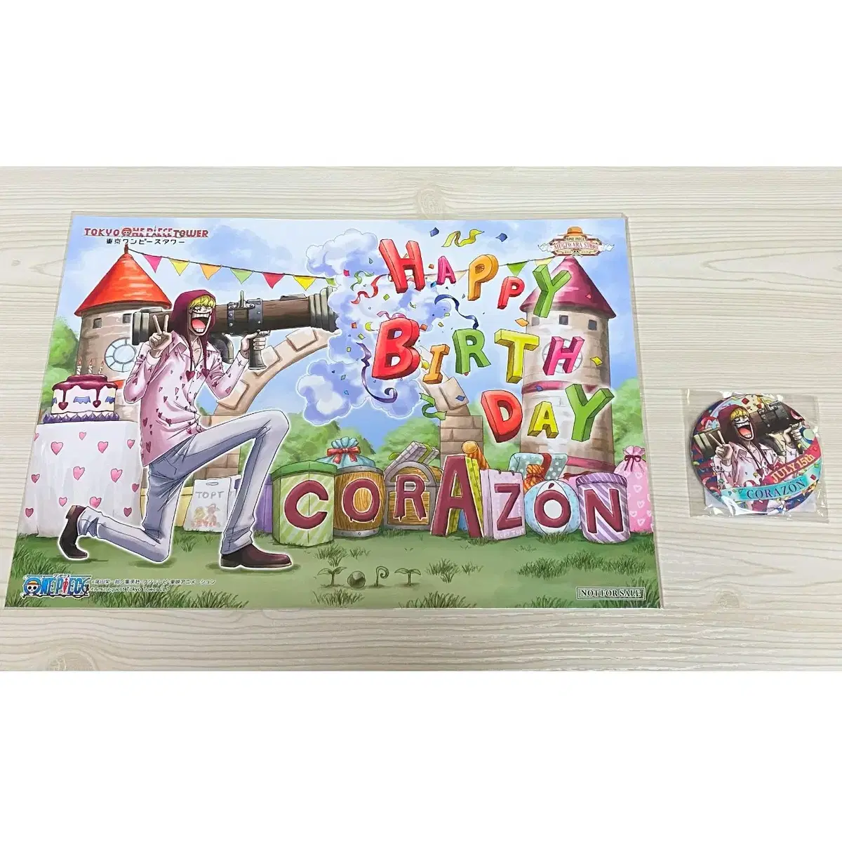 ONEPIECE Tokyo Tower Limited Corazon birthday Design Sheet birthday Badge