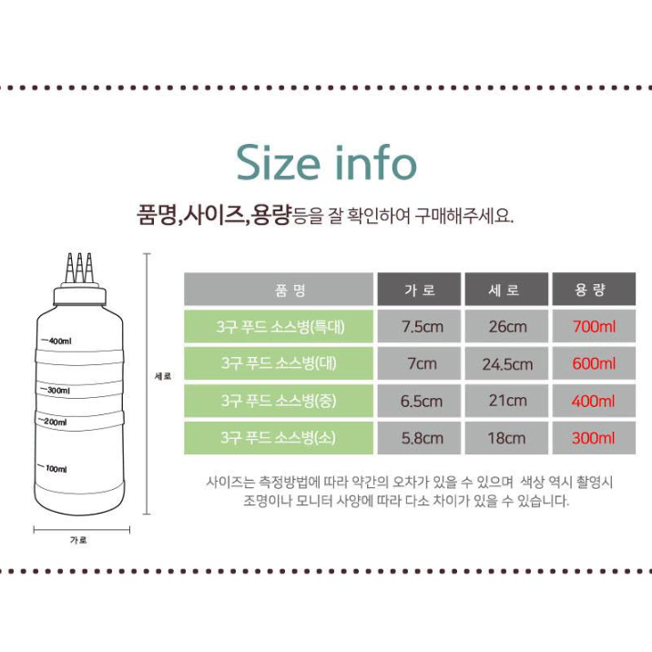 [무배/1+1] 3구 잘라쓰는 소스통 / 소스병 기름통 통깨통 양념통