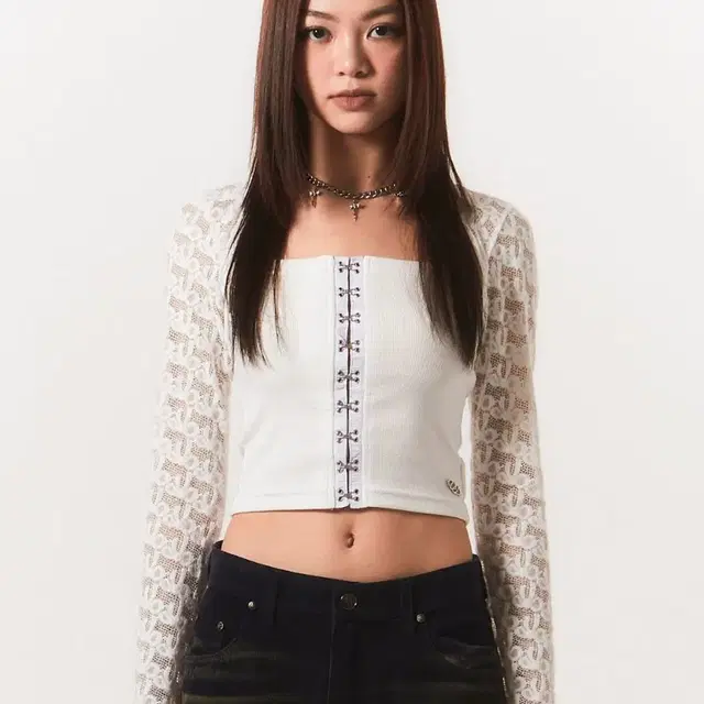 라뇨 lace bolero hook top ivory