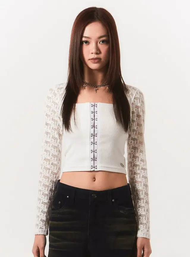 라뇨 lace bolero hook top ivory