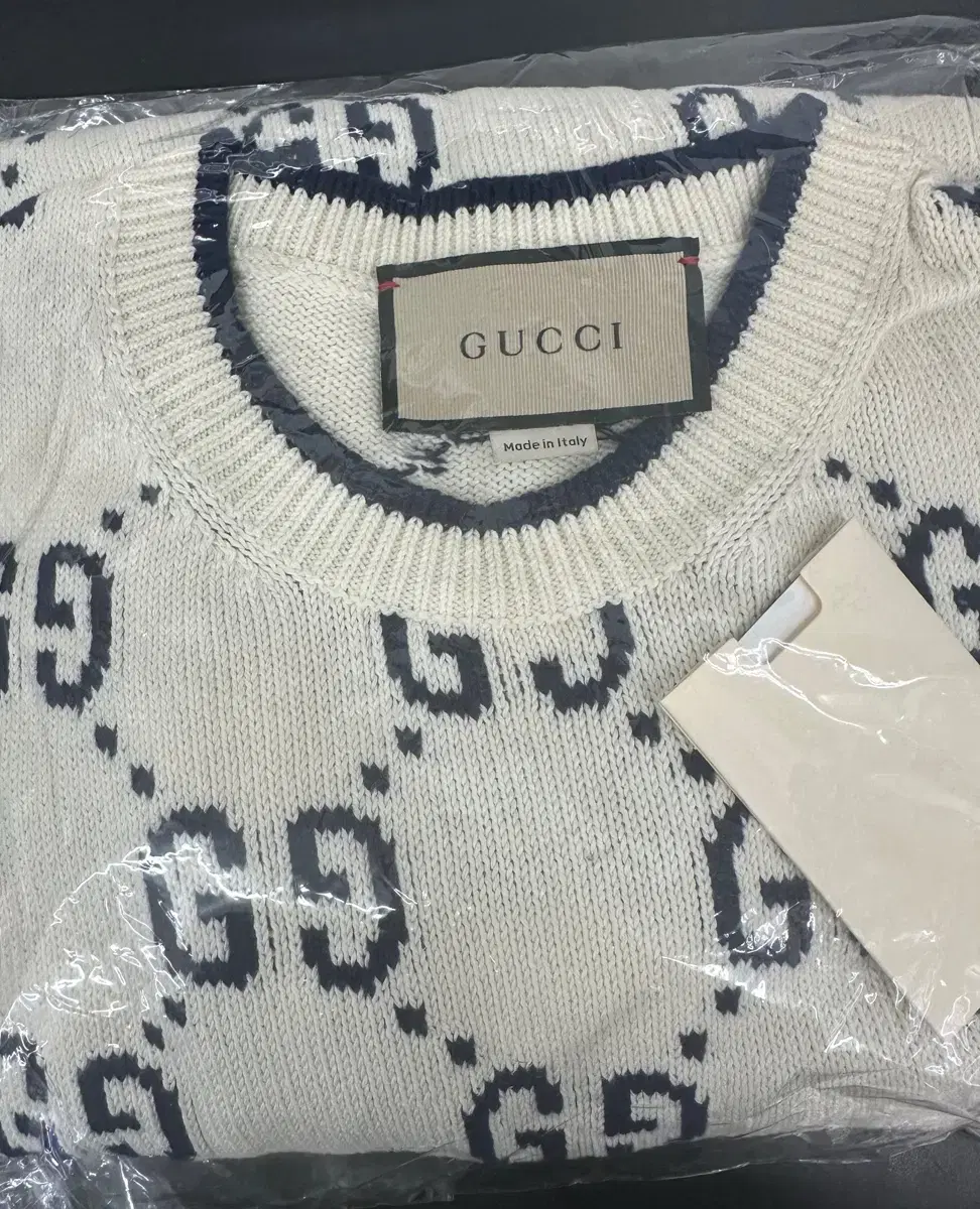 Genuine) Gucci Jacquard Knitted White XXL