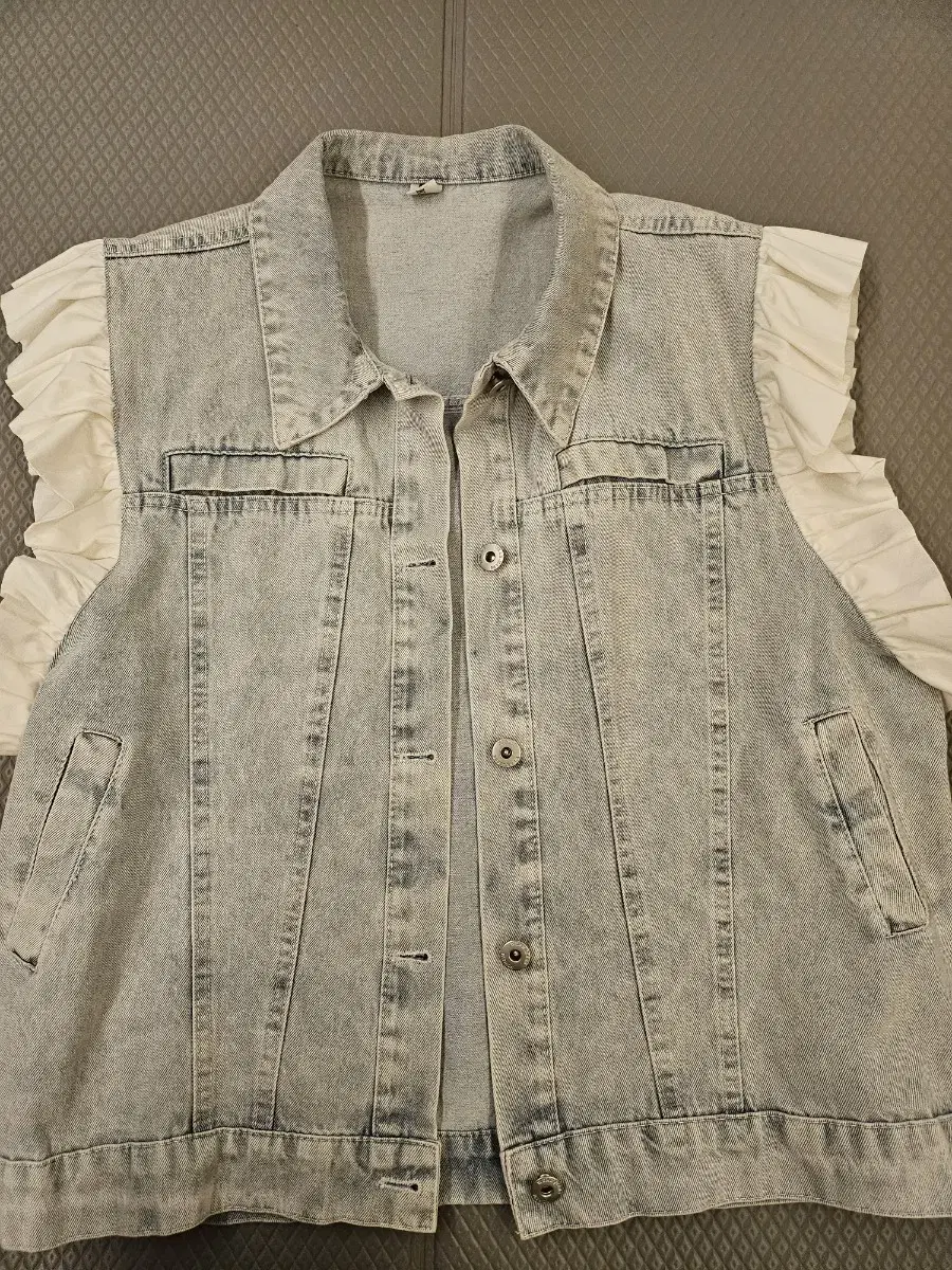 Denim lace vest