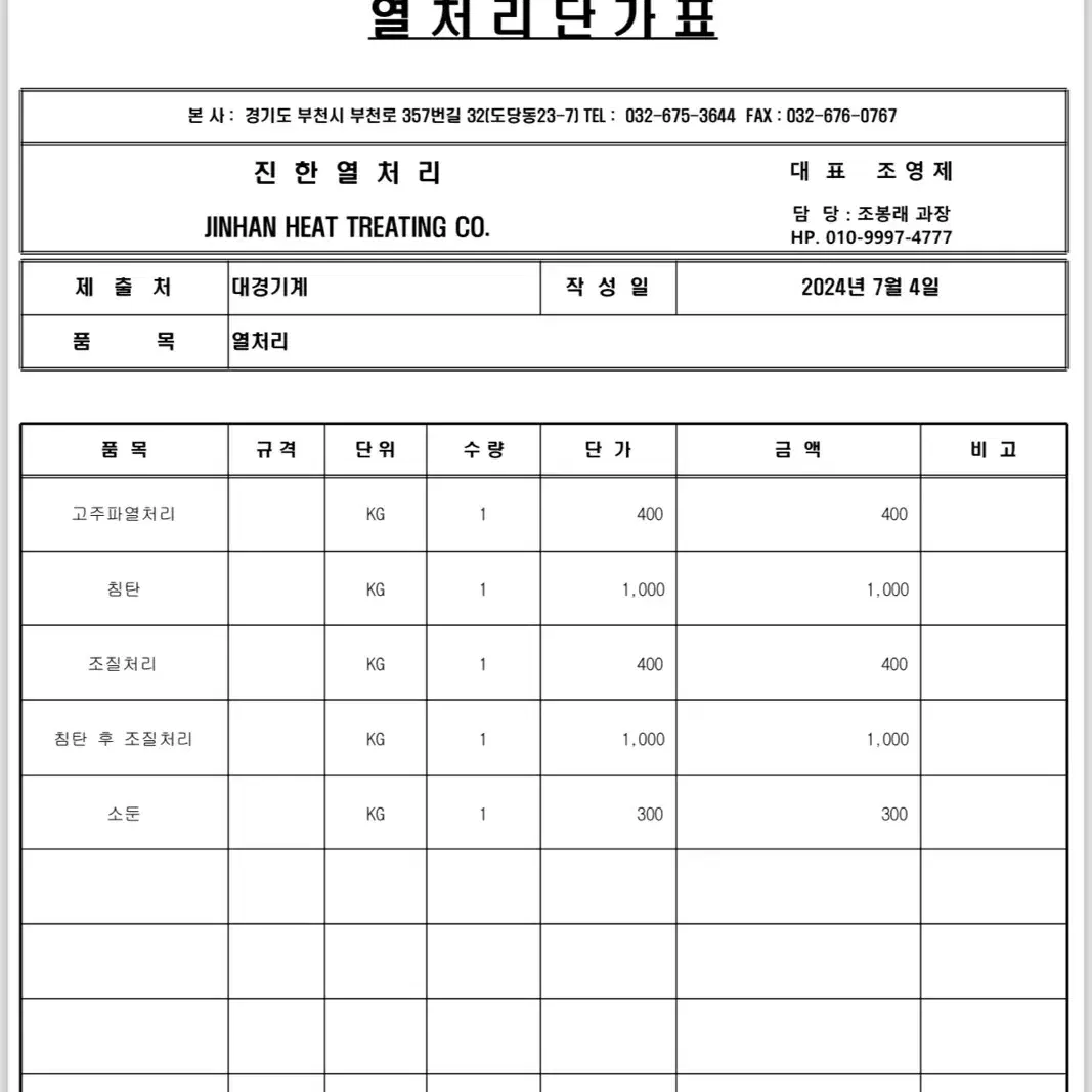 부천 금속 고주파열처리 작업 확실하게 경화깊이 3미리 경도 50이상 품질