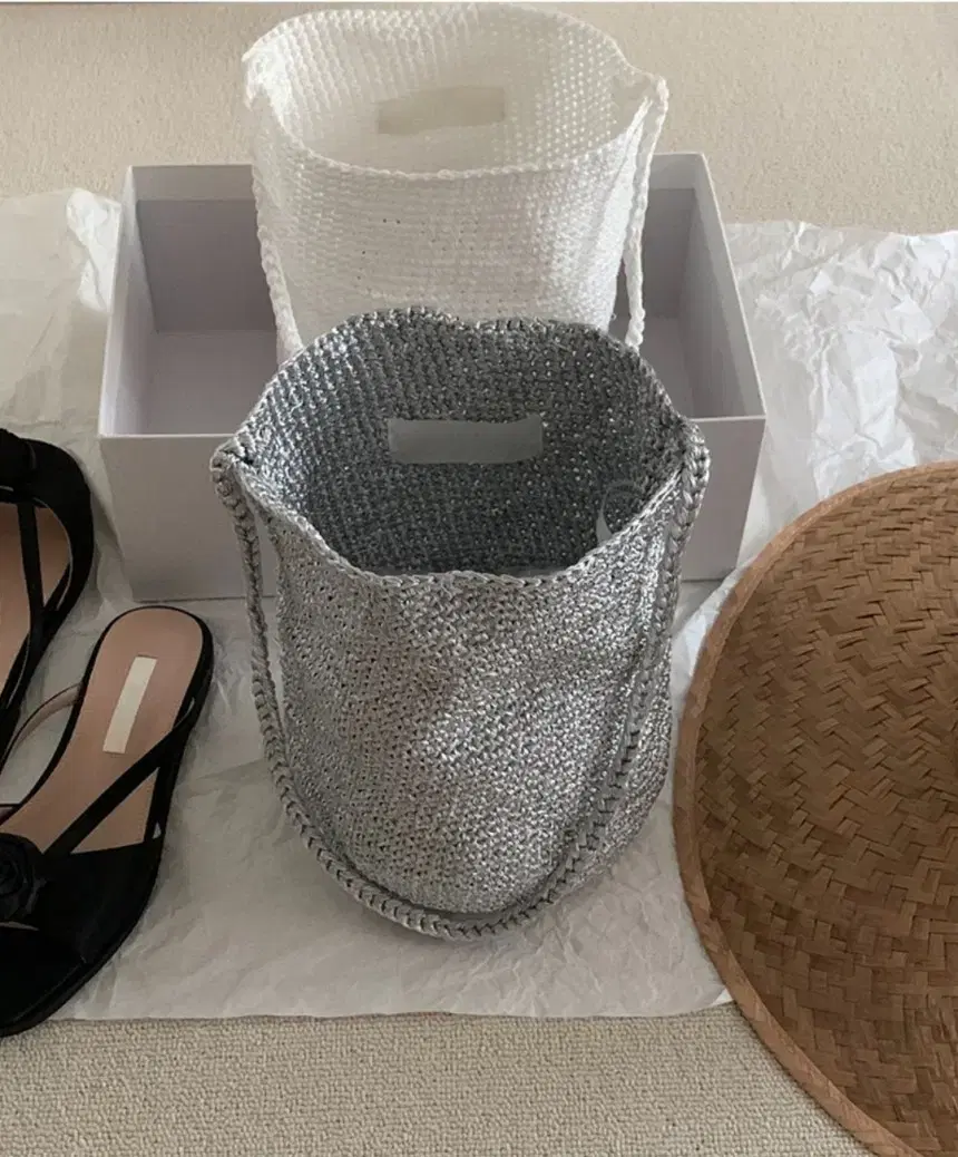Silver Net Bag Metal Knitted Net Bag Knitting Silver Shoulder Bag yeoreum Bag Rattan Bag