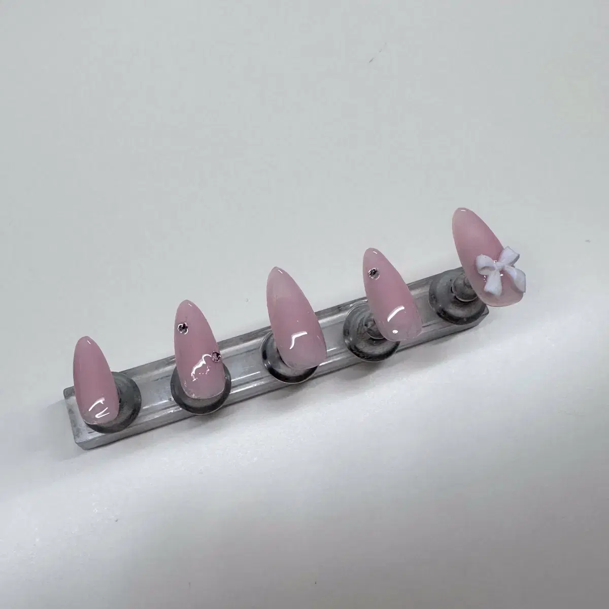 Y2K Pink Ribbon Nail Tips