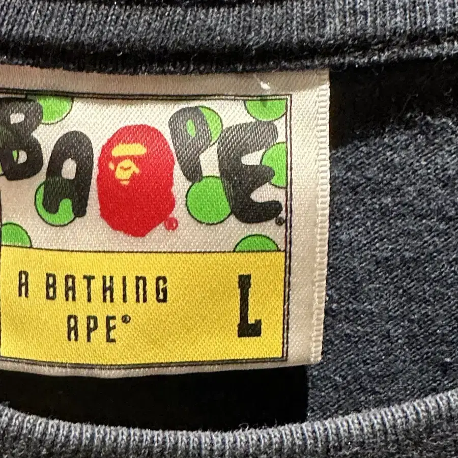 베이프 bape 카모 사루 야광 반팔티셔츠 네이비 L