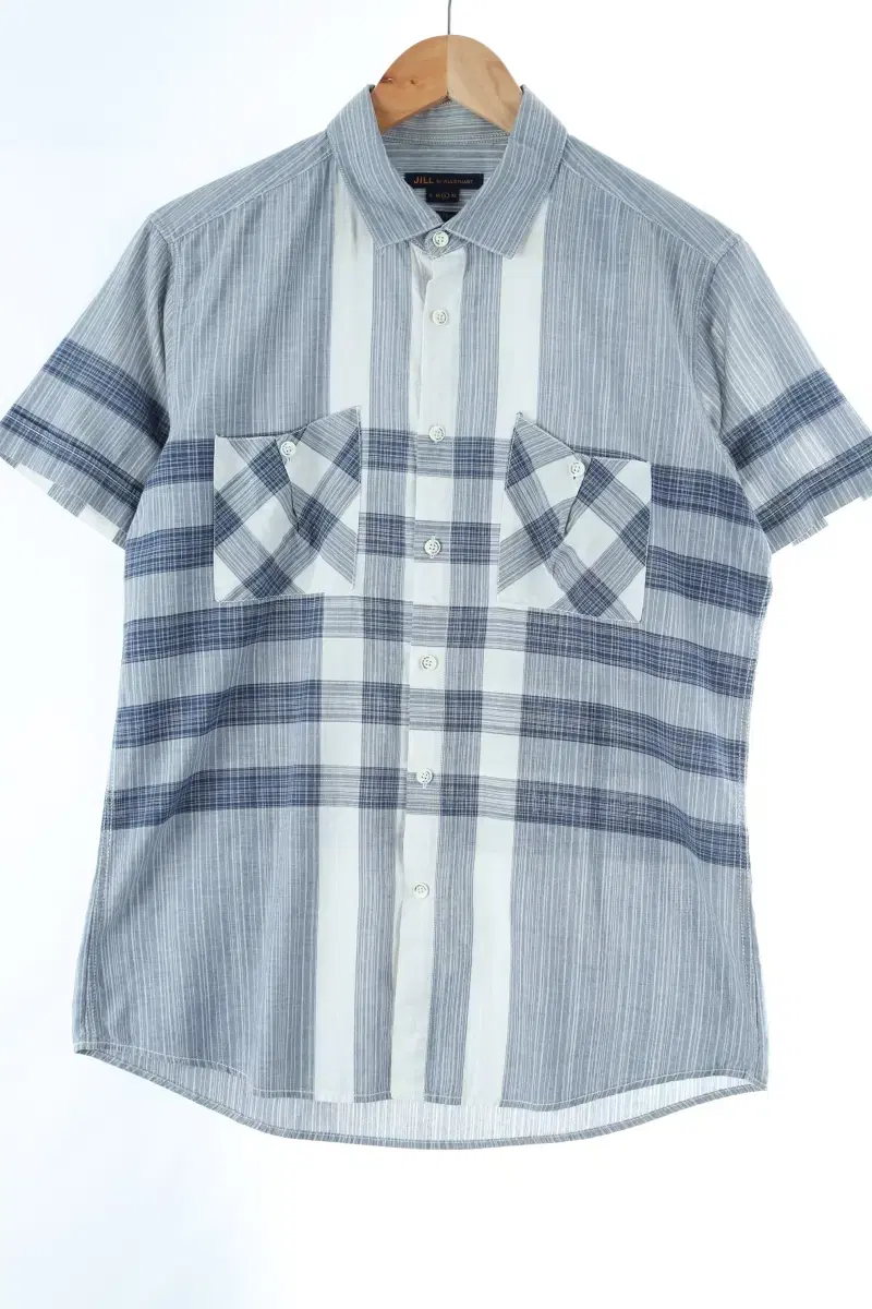 (L) Gilles Stuart Short Sleeve Shirt Southern Gray Check Old School Limited Edition-DB29