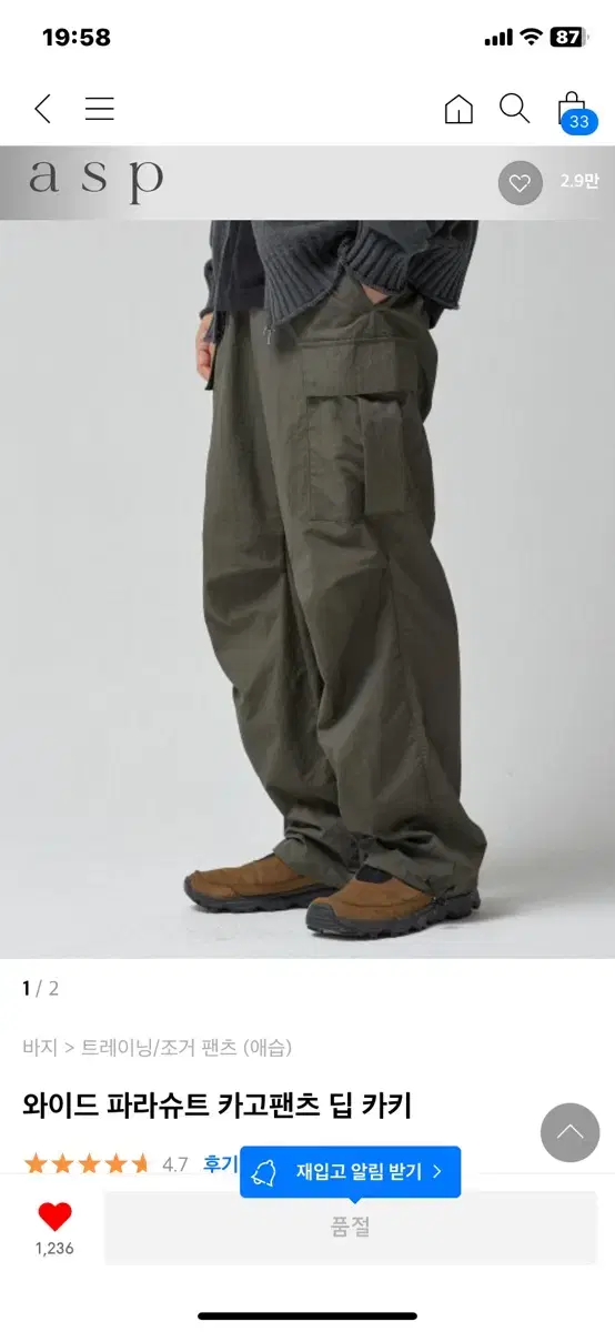 Aviator Wide Parachute Deep Khaki (No Brushed)