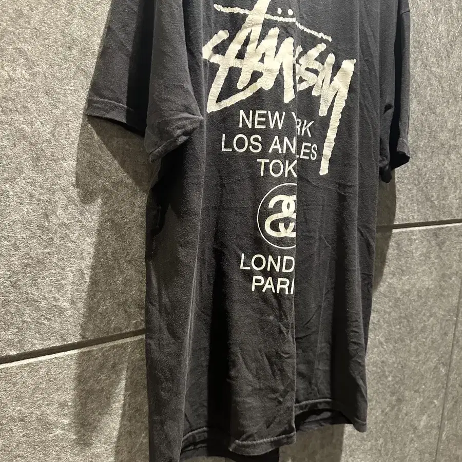 스투시 stussy 류정란 실착 월드투어 반팔 블랙 L