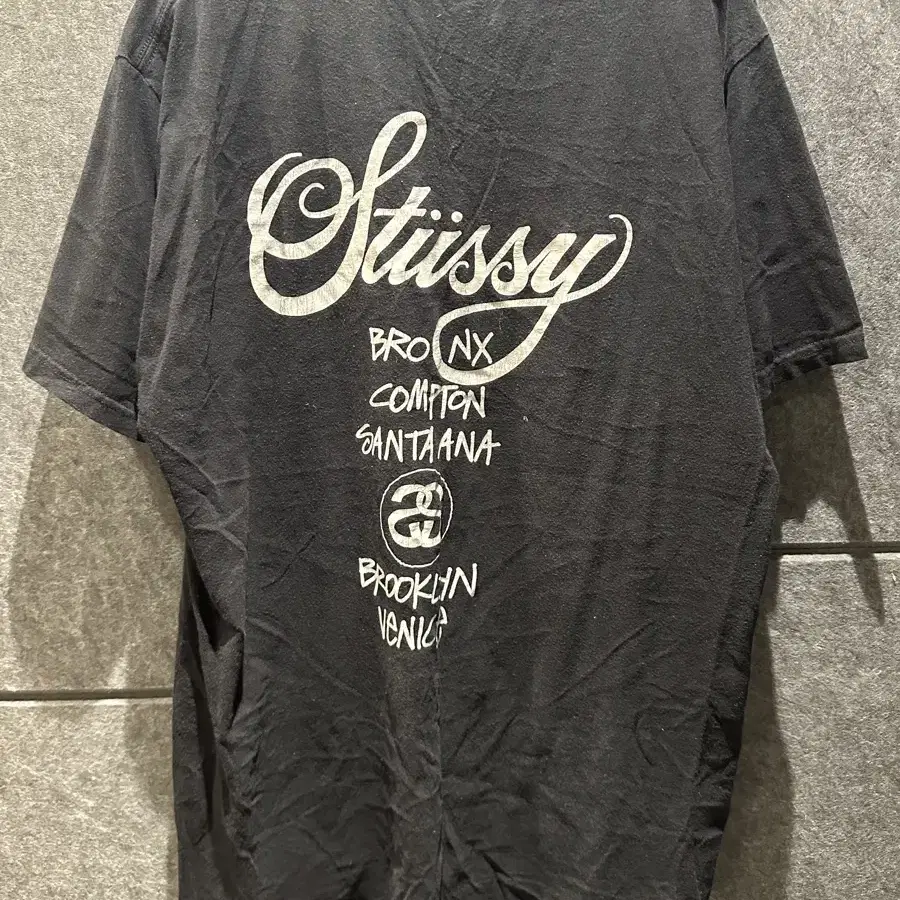 스투시 stussy 류정란 실착 월드투어 반팔 블랙 L