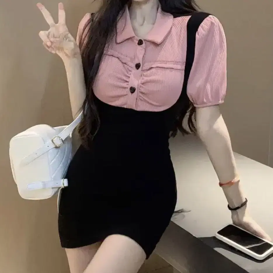 핑크색 카라원피스